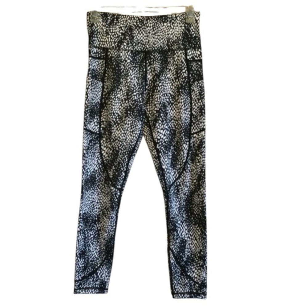 Zyia Active Sportswear Stylish Black and White Jogging Leggings Pants Size 4